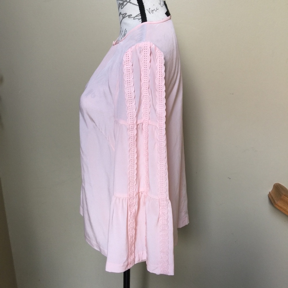 J. Crew Embroidered Silk Bell Sleeve Blouse